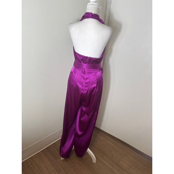 Aidan by Aidan Mattox Fushia Backless Jumpsuit Sz 6 - Picture 3 of 4